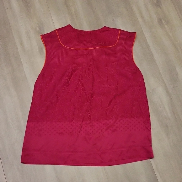 🛍Marc By Marc Jacobs Magenta Silk Sleeveless Floral Print Womens Blouse Size M - Picture 3 of 8